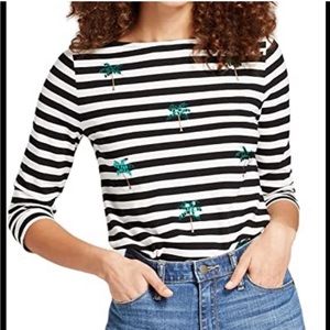 Sequin Palm Tree Striped Tee